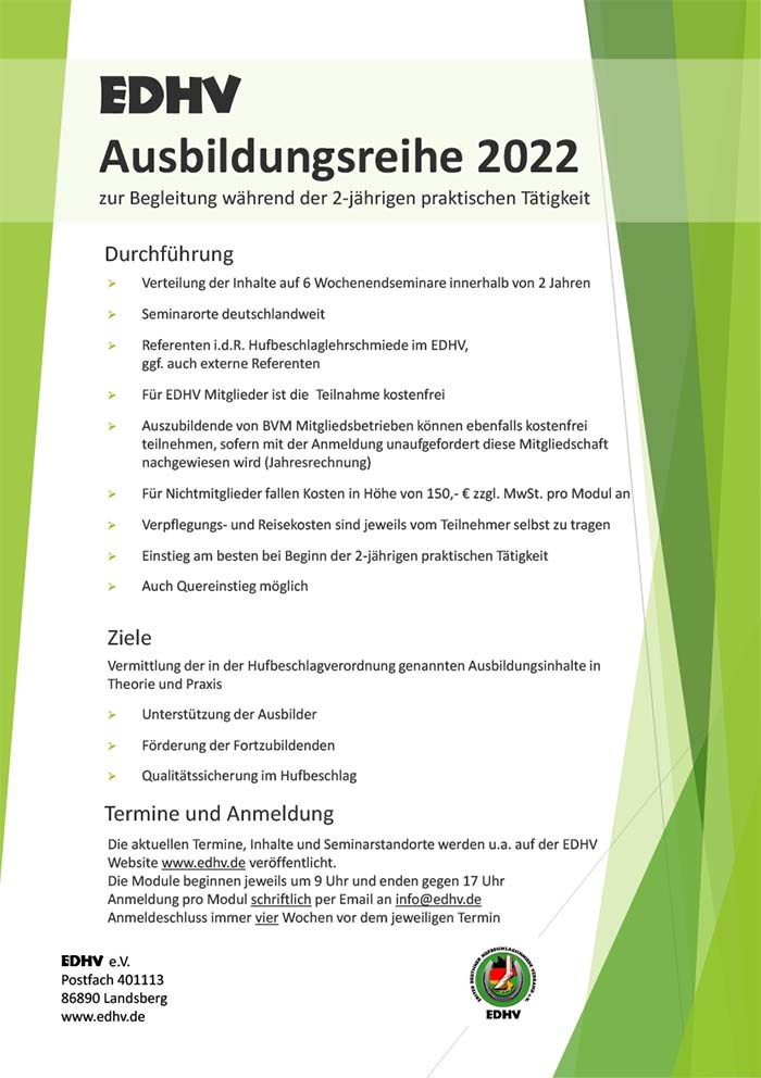 EDHV Ausbildungsreihe 2022 1